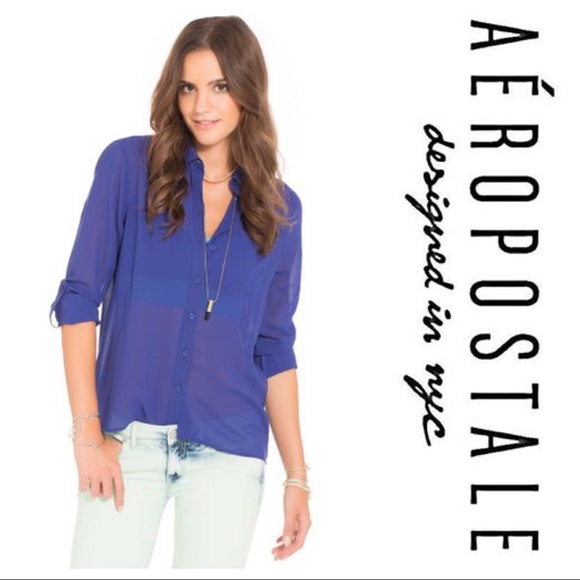 Aeropostale Tops - Aero Sheer Button Down Blouse
